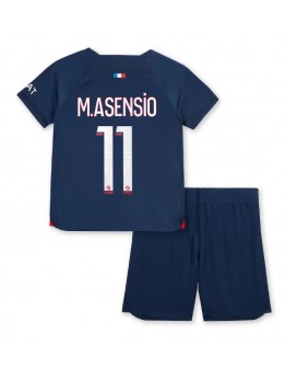 Otroški Nogometna dresi replika Paris Saint-Germain Marco Asensio #11 Domači 2023-24 Kratek rokav (+ hlače)